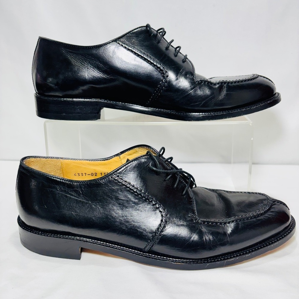 Pronto Uomo Black Leather Split Toe Derby Dress Shoes Made in Italy Mens 11.5